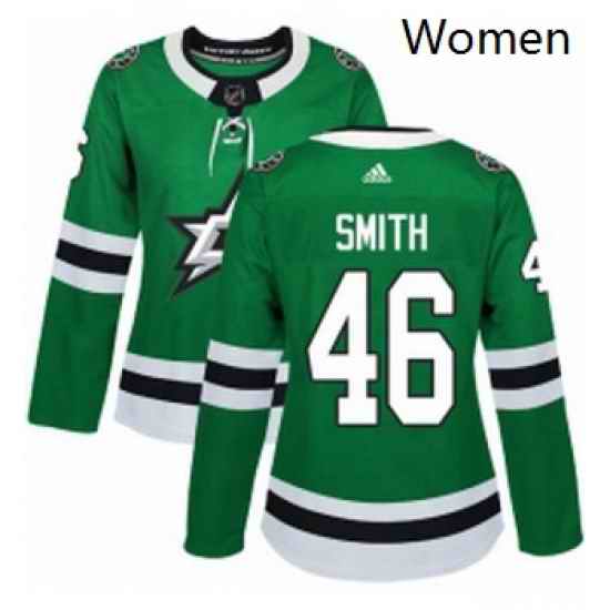 Womens Adidas Dallas Stars 46 Gemel Smith Authentic Green Home NHL Jersey